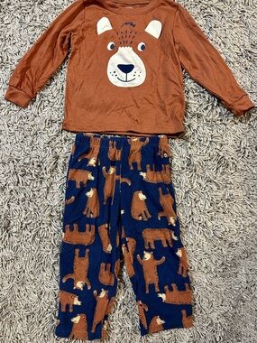 Carter's Brown Bear Face Top with Navy Bear Print Pants Pajama Set